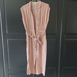 Sleeveless Pink Button-Down Dress